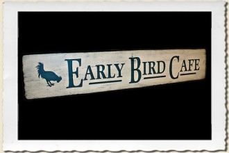 Early Bird Cafe Sign Stencil
